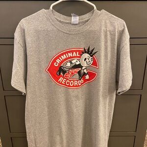 Gray Criminal Records Graphic T-Shirt, size L